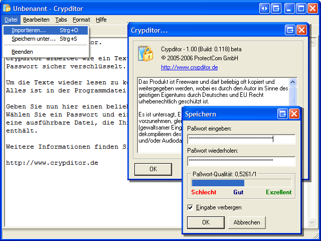 Screenshot vom Programm: Crypditor